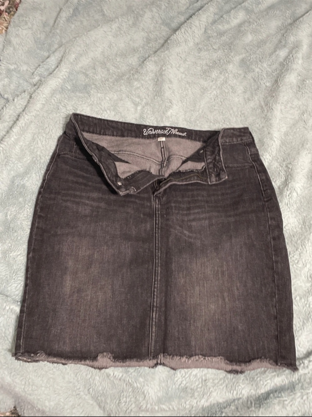 Universal Thread Black Faded Denim High-Low Mini Skirt